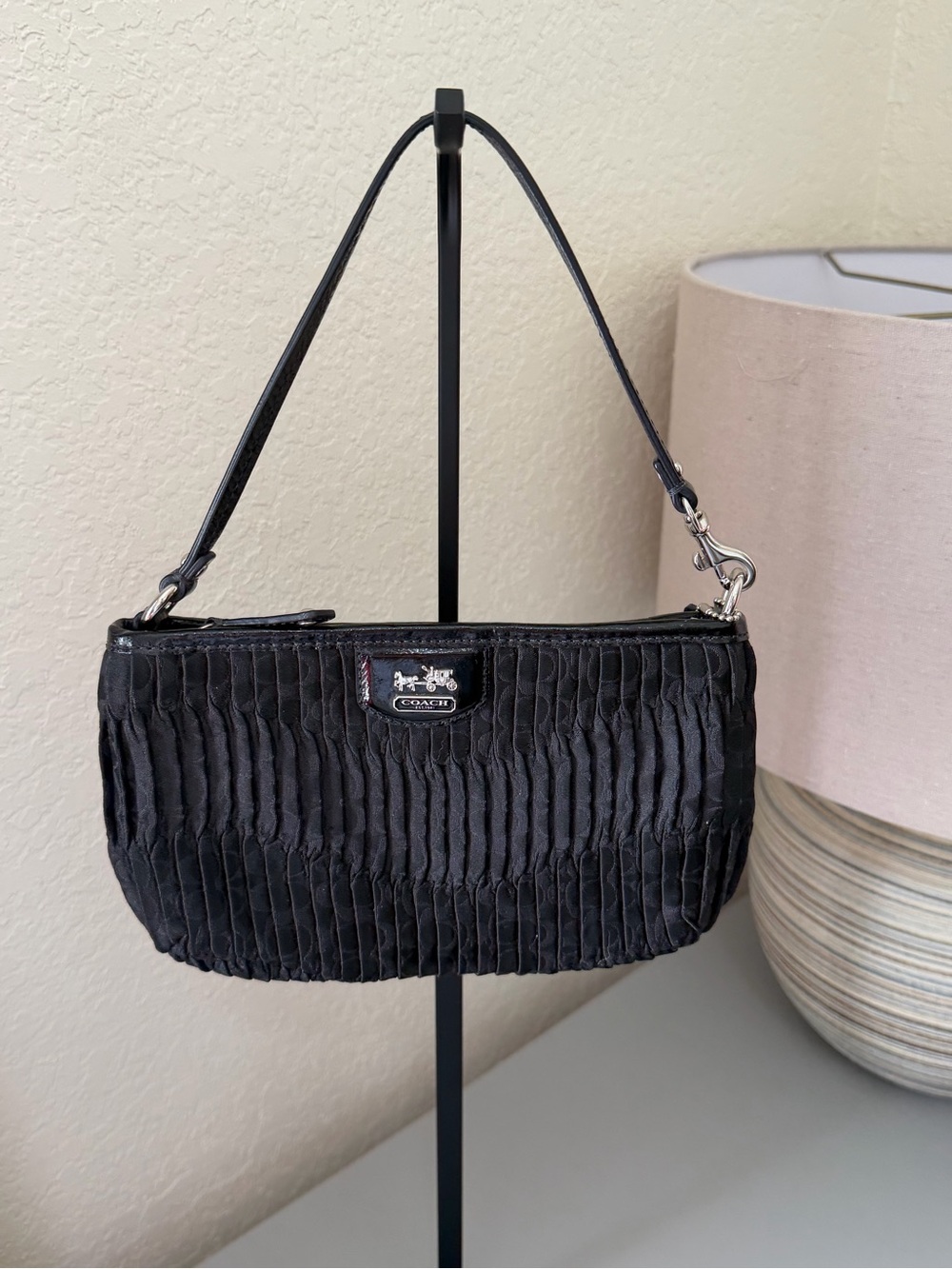 Coach gathered fabric mini bag /wristlet